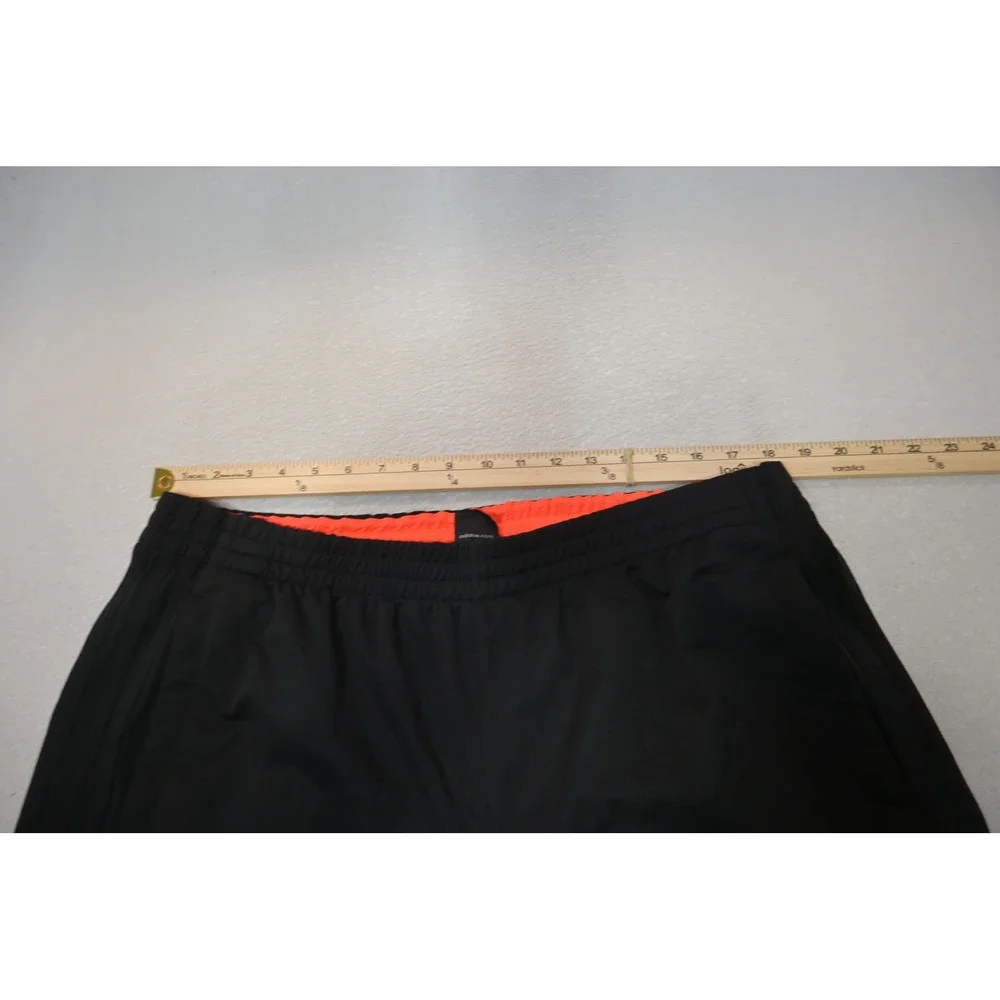 Adidas Track Pants Mens XL Black 3 Stripe Zipper Pockets Athletic Excellent